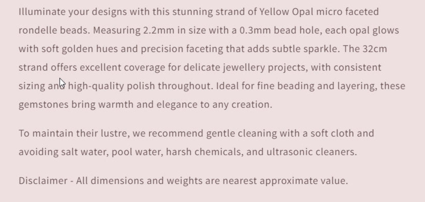 Text describing the product details of the gemstone beads , as seen on the Australian owned Melbourne Gemstone Beads shop.
