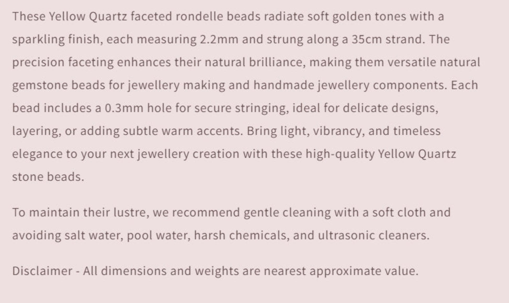 Text describing the product details of the gemstone beads , as seen on the Australian owned and trusted bead supplier, Melbourne Gemstone Beads.