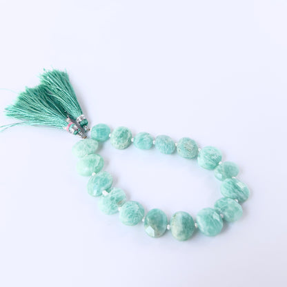 Premium Amazonite briolette beads showcasing sparkling facets and natural blue‑green colour.