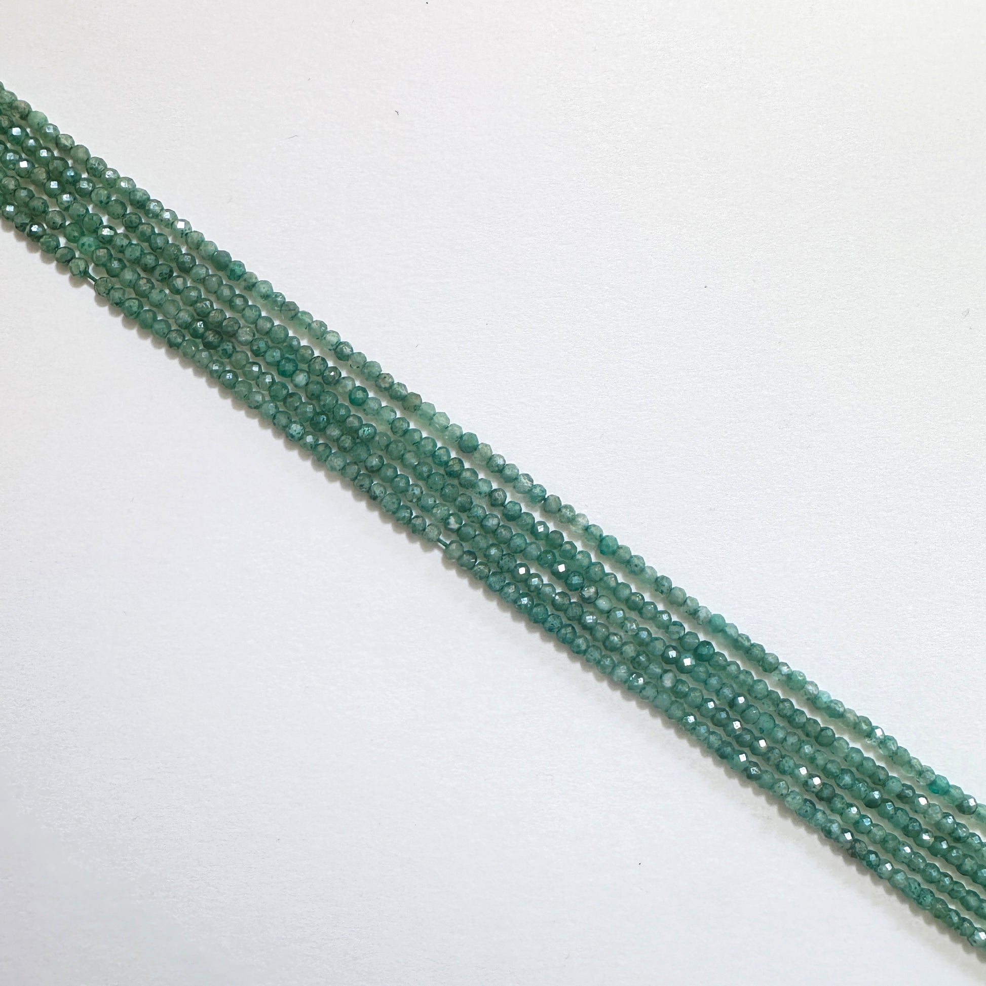 Green gemstone beads in faceted rondelle shape, perfect for natural gemstone beads for jewellery designs.