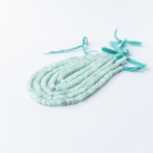 Genuine Amazonite gemstone beads with smooth cube cut, perfect for artisan jewellery designs.