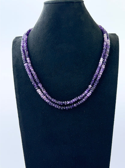 Two‑layer amethyst necklace featuring carved pumpkin beads sized 6mm.