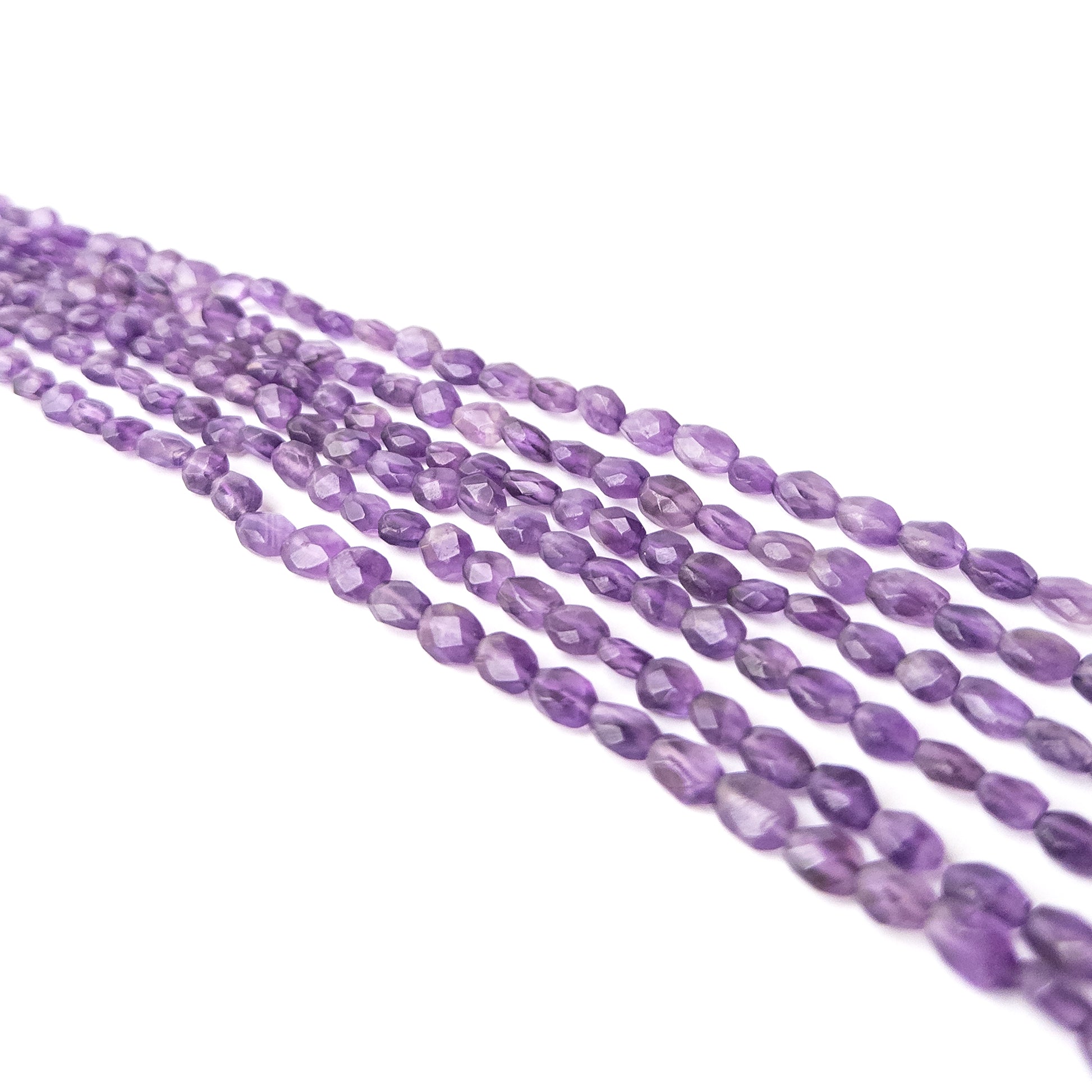 Amethyst faceted rondelle 3.7mm beads with brilliant sparkle, high‑quality gemstone beads for artisan jewellery creators.