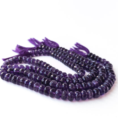 Genuine Amethyst stone beads with crisp faceting and rich violet colour for jewellery making.