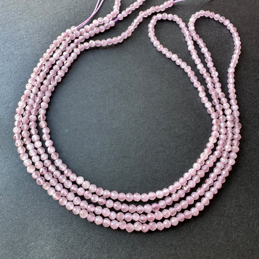 Amethyst stone beads with faceted rondelle cut and vibrant pink purple colour for elegant jewellery making.