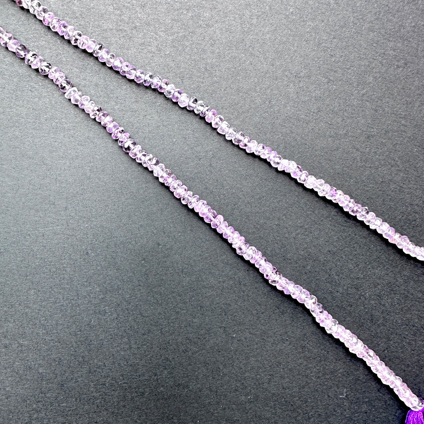 Stone Beads in Amethyst with refined faceted rondelle cut for handmade jewellery components.