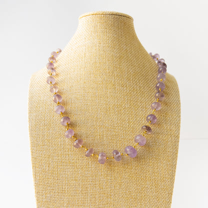 Amethyst faceted rondelle necklace 8.5–13mm showing rich purple tones and brilliant sparkle in a 51cm design.