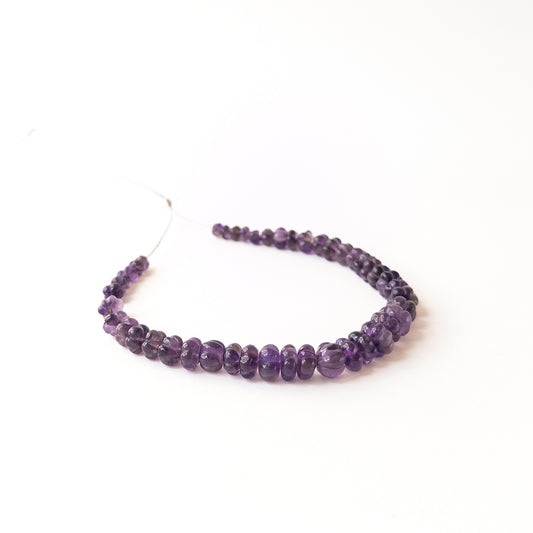 Sparkling Amethyst pumpkin cut beads in assorted 4.5–9mm sizes for artisan jewellery components.