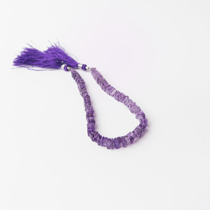 uthentic Amethyst stone beads with smooth square heishi shaping that adds a modern touch to jewellery designs.