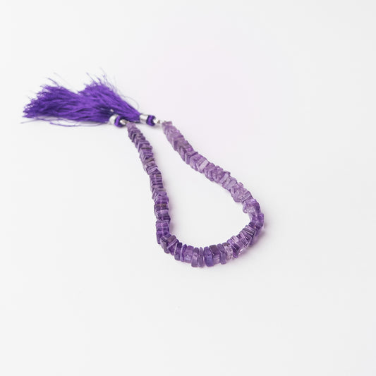 uthentic Amethyst stone beads with smooth square heishi shaping that adds a modern touch to jewellery designs.