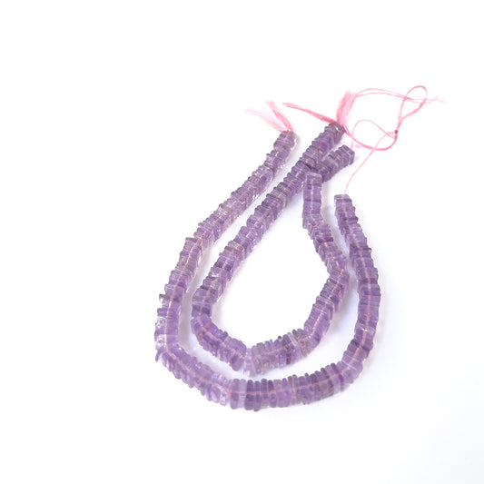Genuine Amethyst smooth square heishi beads in 6mm size, ideal for DIY gemstone jewellery making.