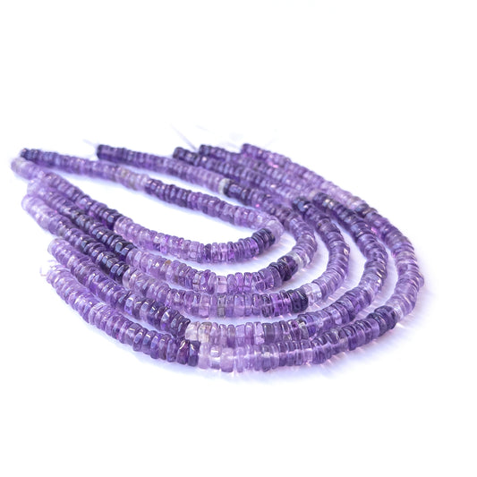 Genuine amethyst stone beads with polished smooth wheel shaping, ideal for DIY jewellery and artisan beadwork.