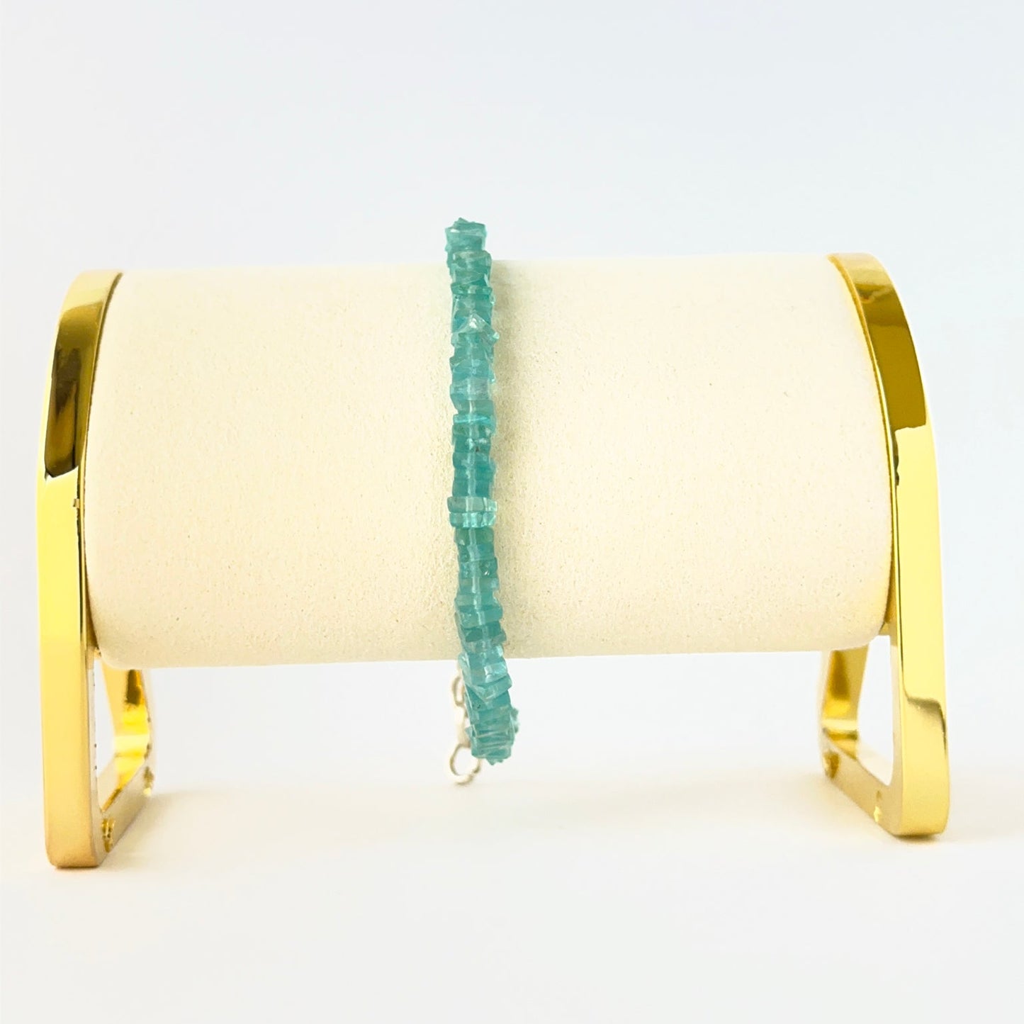 Elegant apatite bracelet showcasing 4.1–4.3mm square heishi beads.