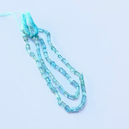 Close‑up of 3mm Apatite stone beads showing polished surfaces and clean rectangular cuts ideal for natural gemstone beads for DIY jewellery.