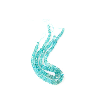 Genuine Apatite square heishi beads in 4.5–5mm size, ideal for DIY gemstone jewellery making.