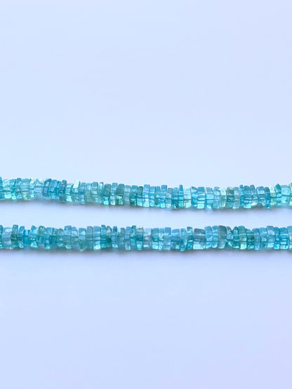 Close‑up of 4.6mm Apatite stone beads showing clean square cuts and polished surfaces ideal for natural gemstone beads for DIY jewellery.
