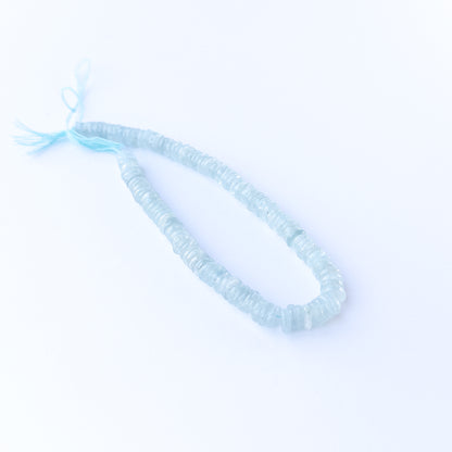 Authentic Aquamarine gemstone beads showcasing smooth wheel cuts ideal for handmade jewellery components.