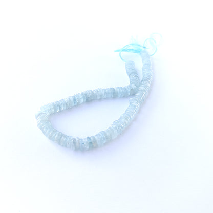 Genuine Aquamarine stone beads for DIY jewellery featuring polished wheel shaping and serene ocean‑blue colour.