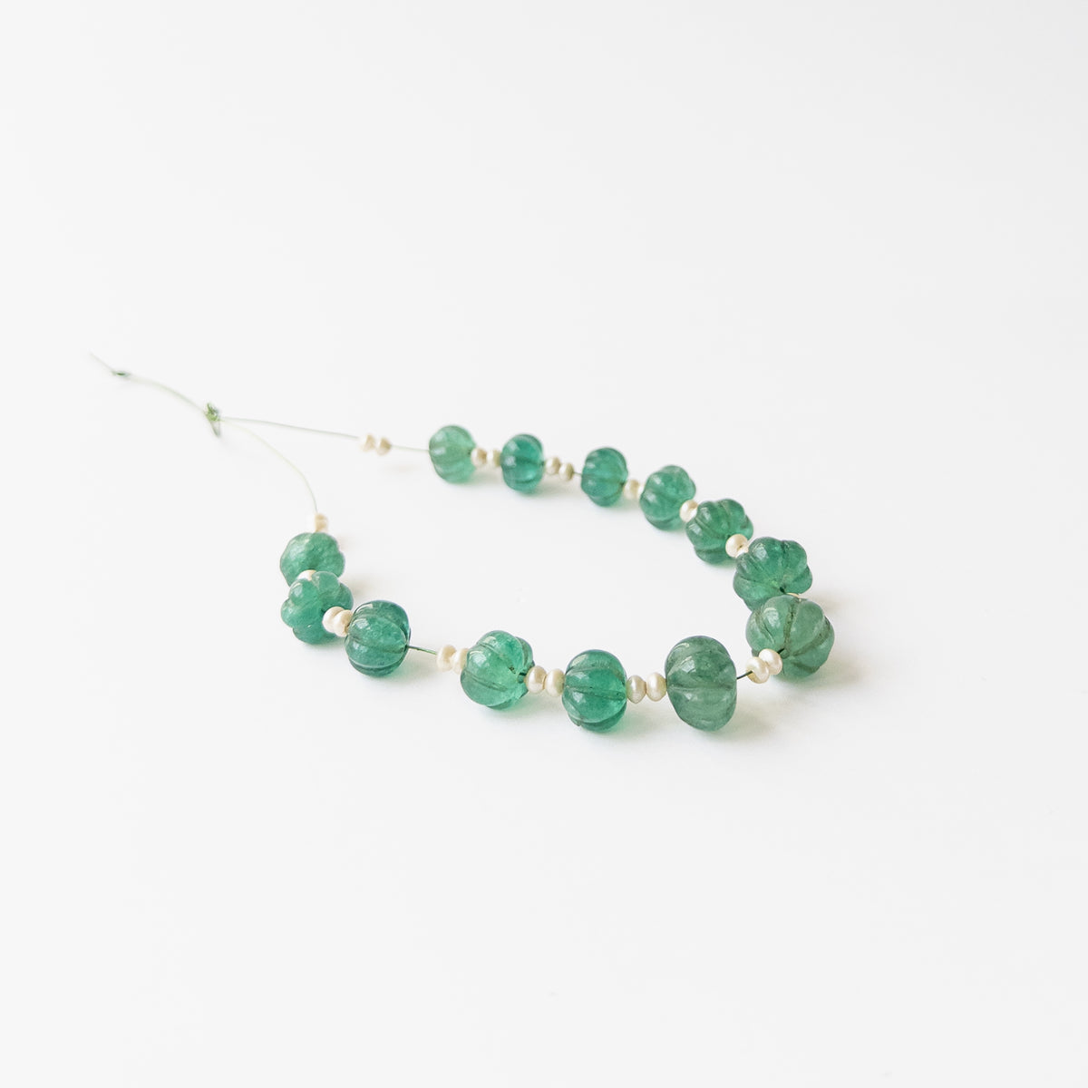 Pumpkin cut Beryl and Shell Pearl beads in assorted 8.1–10mm sizes for artisan jewellery components.