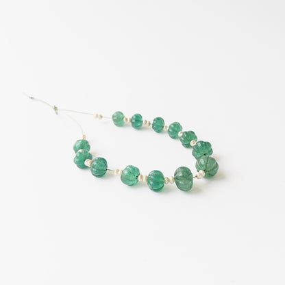 Pumpkin cut Beryl and Shell Pearl beads in assorted 8.1–10mm sizes for artisan jewellery components.