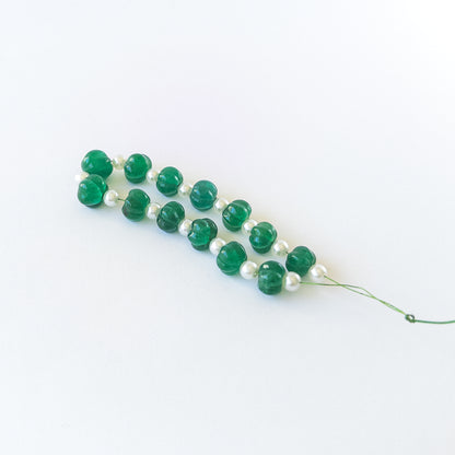Natural Beryl gemstone beads with carved texture and radiant Shell Pearls for premium stone bead designs.