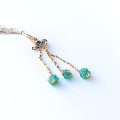 Beryl pumpkin‑cut beads, showing their carved shape and natural shimmer.