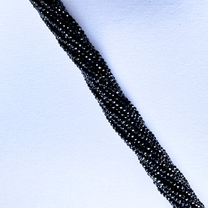 Stone Beads in Black Spinel with refined faceted rondelle cut for handmade jewellery components.