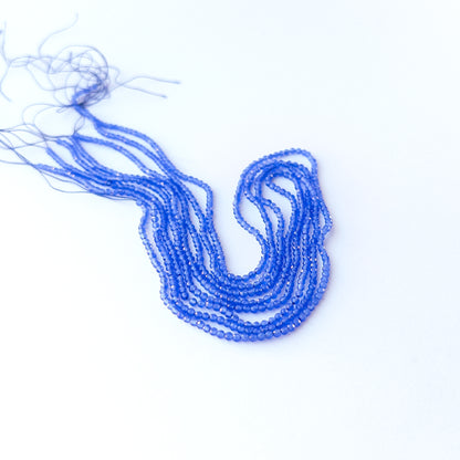 Natural Blue Chalcedony faceted rondelle stone beads 2.1mm displayed neatly for DIY jewellery and authentic gemstone bead designs.