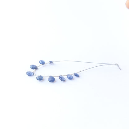 Genuine Blue Sapphire gemstone beads with faceted briolette cut, perfect for artisan jewellery designs.