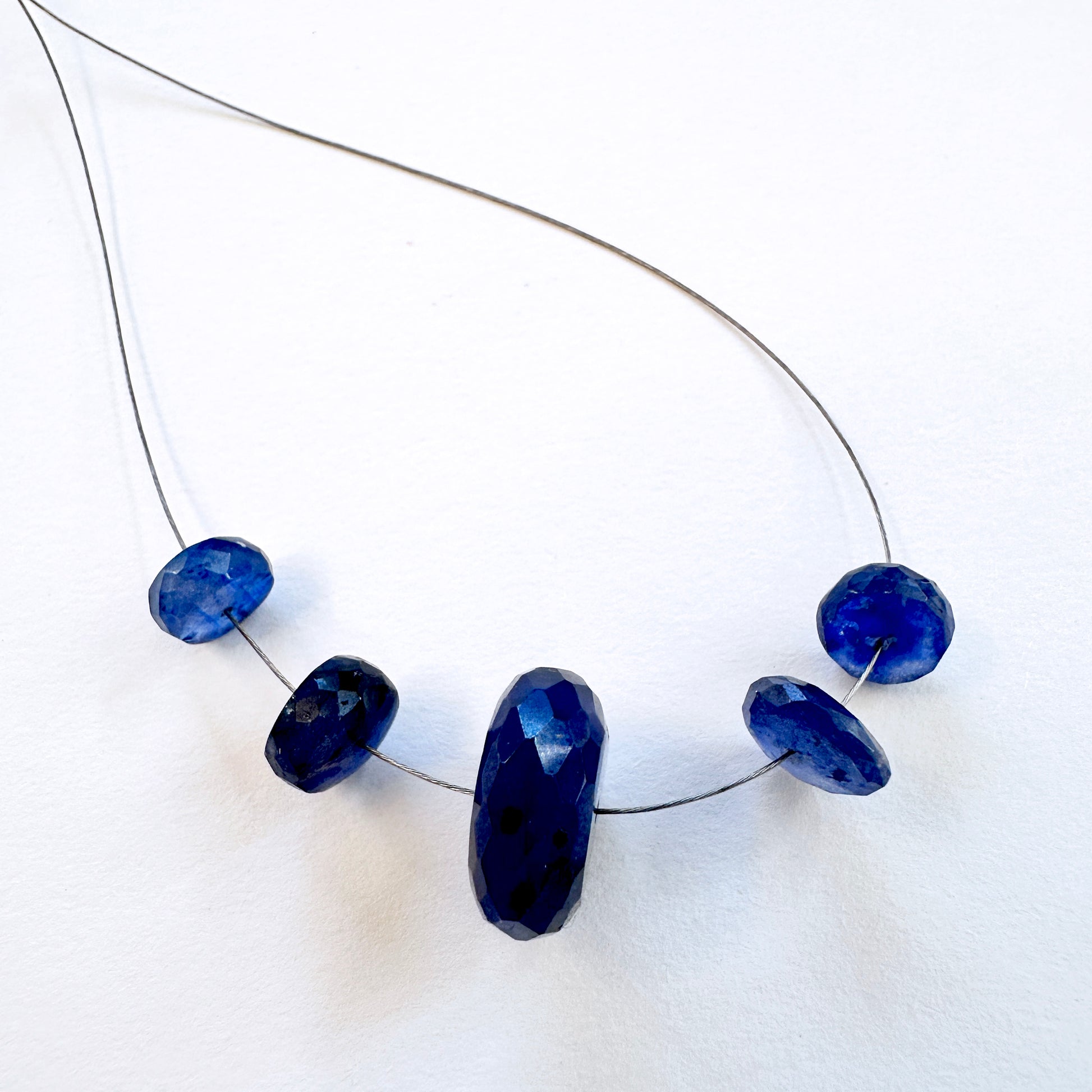 Blue Sapphire faceted rondelle beads in assorted sizes, 7.5-14mm, premium quality handmade jewellery components.