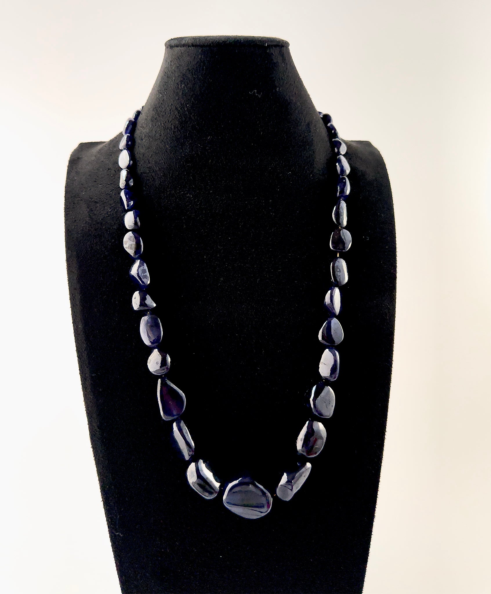 High‑quality Blue Sapphire necklace with 8.5–22mm tumbled beads, designed for premium gemstone jewellery styling and statement pieces.