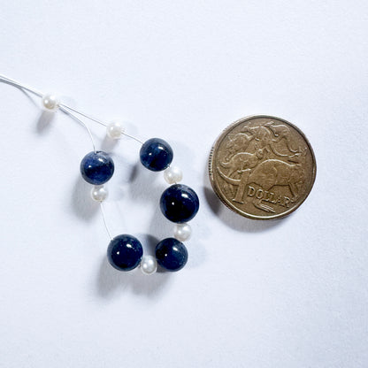 Stone Beads for DIY jewellery featuring Blue Sapphire and Pearls with consistent round shape and clarity.