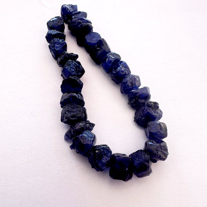 Blue sapphire beads with 0.5mm holes, perfect for durable stringing and bold jewellery styles.