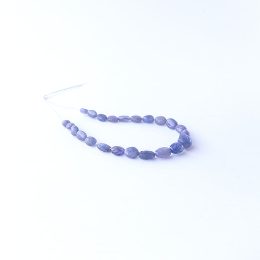 Authentic Blue Sapphire oval stone beads with rich blue tones, ideal for DIY jewellery and beadwork.