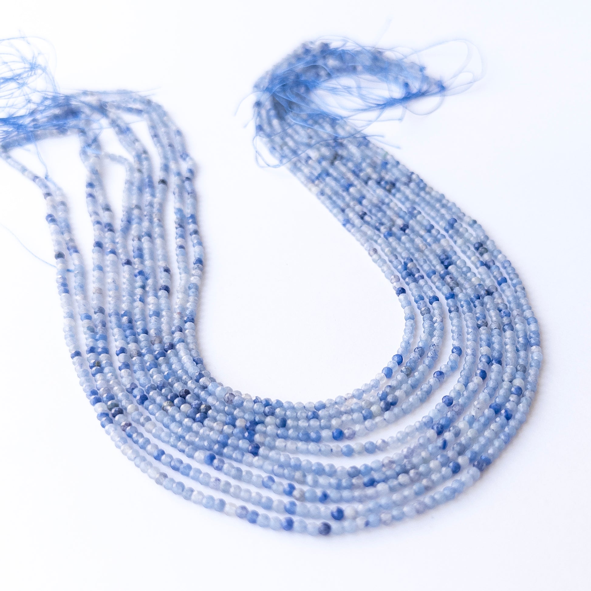 Genuine Blue Chalcedony stone beads with crisp faceting and soft gradient tones for handmade jewellery.