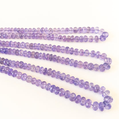 High‑quality Amethyst rondelle beads with bright shine and smooth arrangement ideal for elegant handcrafted jewellery.