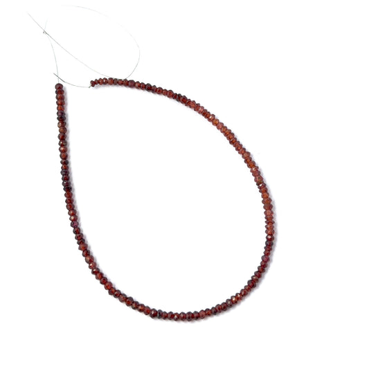 Burma Garnet faceted rondelle stone beads showing deep red colour and sparkle, ideal for genuine gemstone beads in DIY jewellery.