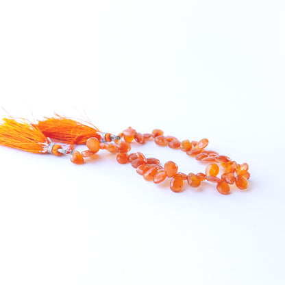 Authentic Carnelian stone beads with sparkling briolette facets ideal for DIY jewellery making.