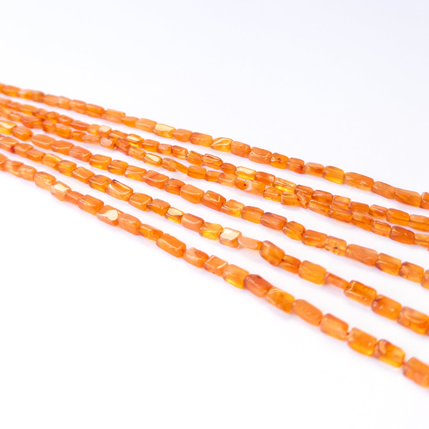 Carnelian smooth rectangle gemstone beads in 3.5–4.5mm sizes, genuine stones for handmade jewellery.