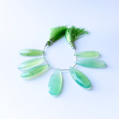 Authentic Chalcedony stone beads with faceted briolette cut, ideal for DIY jewellery makers seeking premium gemstone components.