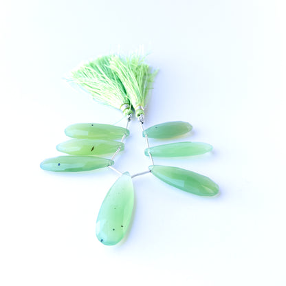 Chalcedony | Faceted Briolette | 30-43mm X 12.3-14.4mm Bead Size | 7 Pieces
