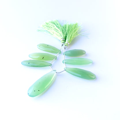 Chalcedony | Faceted Briolette | 30-43mm X 12.3-14.4mm Bead Size | 7 Pieces