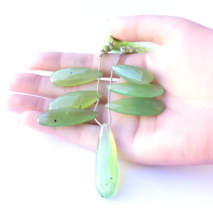 Chalcedony | Faceted Briolette | 30-43mm X 12.3-14.4mm Bead Size | 7 Pieces