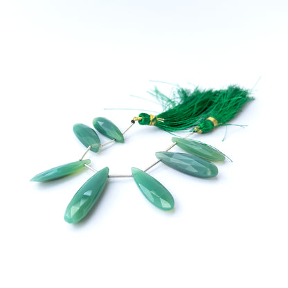 Natural Chalcedony stone beads with sparkling faceted briolette shapes, perfect for artisan jewellery components.