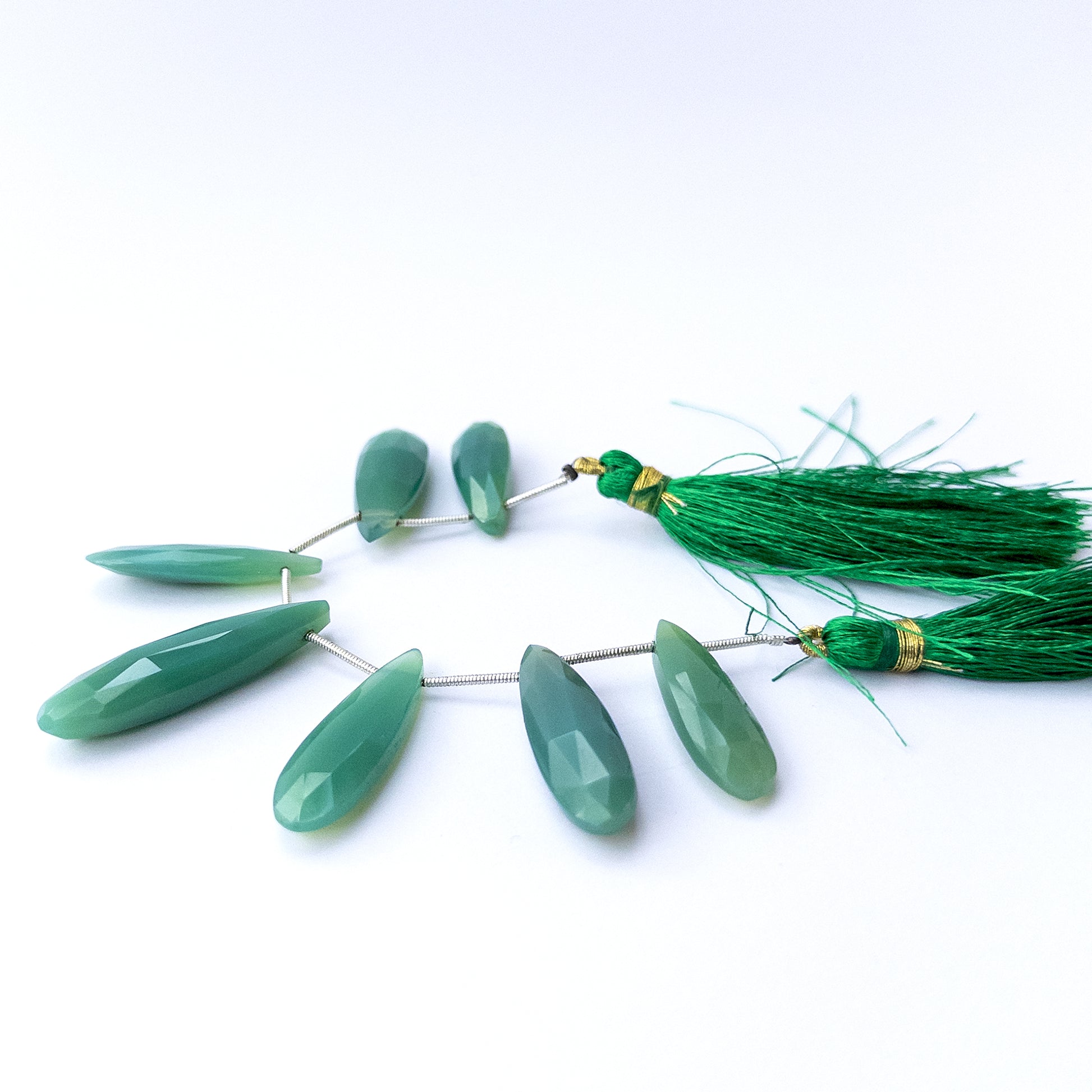 Handmade jewellery components using premium Chalcedony faceted briolettes with bright shine and elegant form.