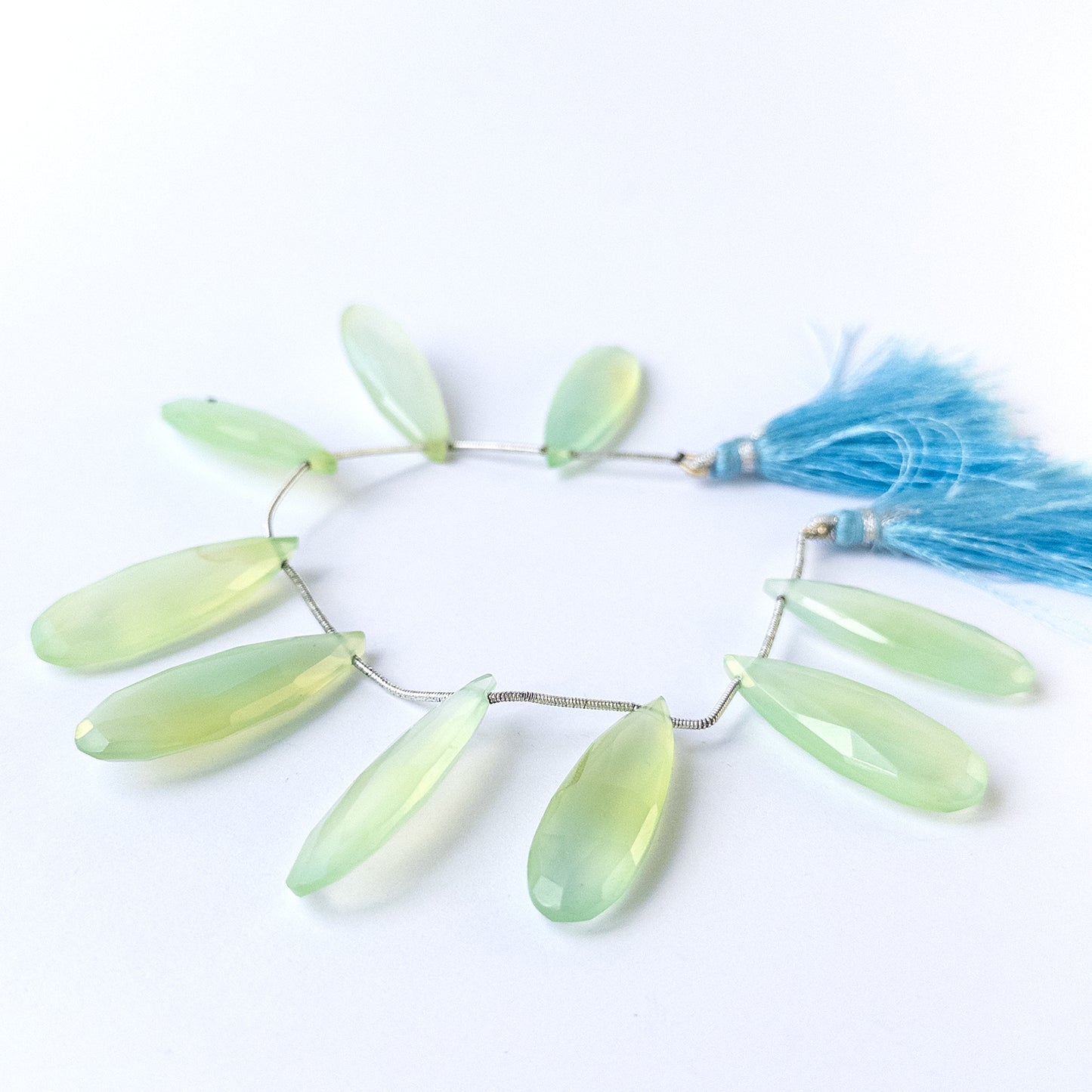 Handmade jewellery components using premium Chalcedony faceted briolettes with bright shine and elegant form.