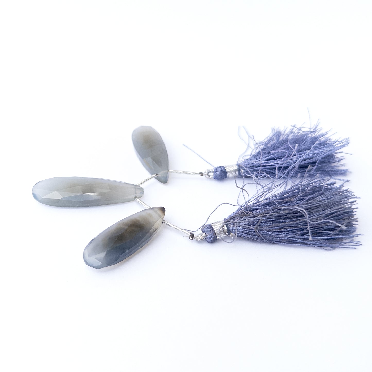 Handmade jewellery components using premium Chalcedony faceted briolettes with bright shine and elegant form.