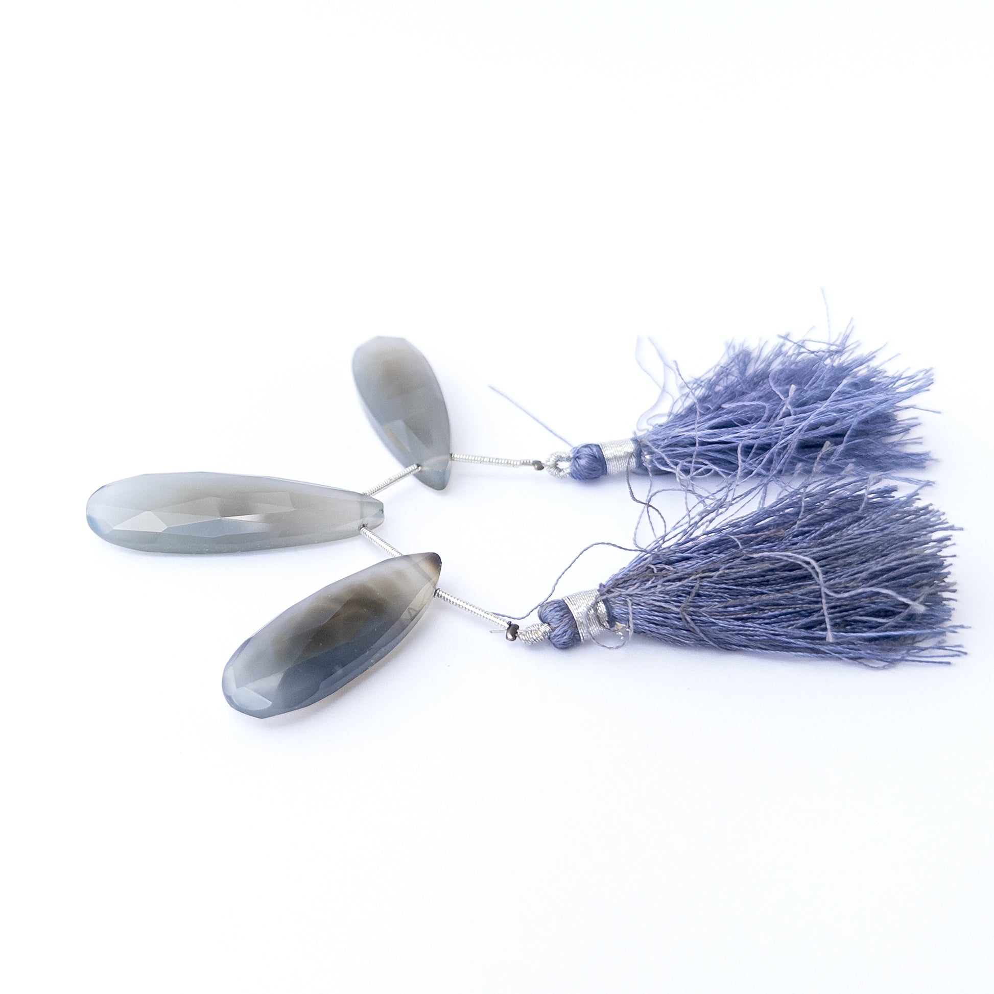 Handmade jewellery components using premium Chalcedony faceted briolettes with bright shine and elegant form.