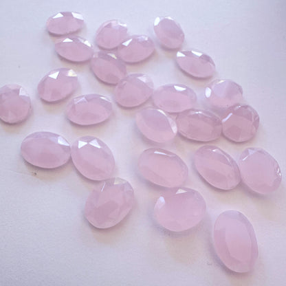 High-quality Chalcedony loose stones with faceted oval shape and smooth surface.