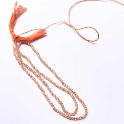 Chalcedony faceted rondelle natural gemstone beads in 1.9mm on a 33cm strand, showing soft translucent sparkle for DIY jewellery.